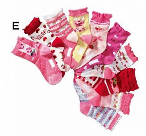 Набор носков для девочки (10 пар), принт "ягодки/бантики", цвета в ассортименте