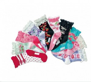 Набор носков для девочки (10 пар), принт "рюши", цвета в ассортименте