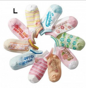 Набор носков для девочки (10 пар), принт "Happy season", цвета в ассортименте