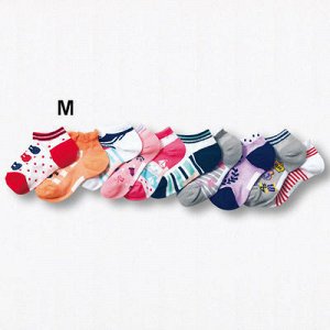Набор носков для девочки (10 пар), принт "в полоску", цвета в ассортименте