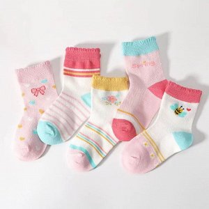 Набор носков для девочки (10 пар), принт "весна", цвета в ассортименте