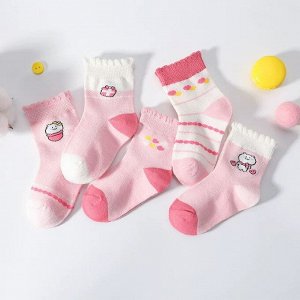 Набор носков для девочки (10 пар), принт "котик", цвета в ассортименте