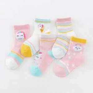 Набор носков для девочки (10 пар), принт "единорог", цвета в ассортименте