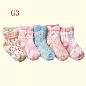 Набор носков для девочек (5 пар), принт "горошек", цвета в ассортименте
