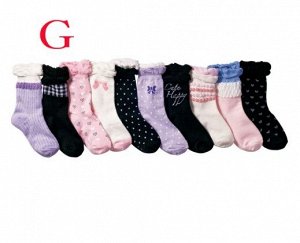 Набор носков для девочки (10 пар), принт "горошек/бантики", цвета в ассортименте