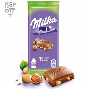 Шоколад молочный с цельным фундуком, Milka, 100гр.