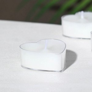Набор свечей в гильзе "Сердце", 12 шт, белые