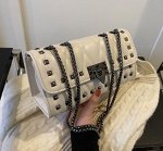 Женская сумочка через плечо на цепочке, цвет белый