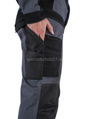 Костюм рабочий "Эквивалент" цв.т.серый/чёрный тк.карелия (куртка+брюки)