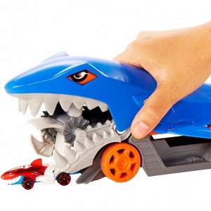 Автотрек Хот Вилс / Hot Wheels - Грузовик Голодная акула с хранилищем для машинок GVG36