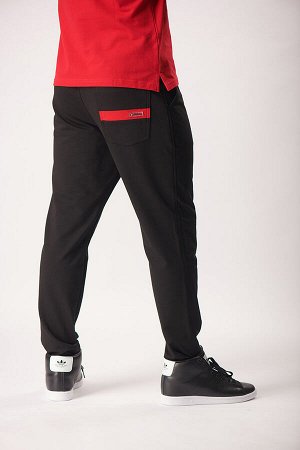 Спортивные брюки М-1243: Чёрный / Красный
