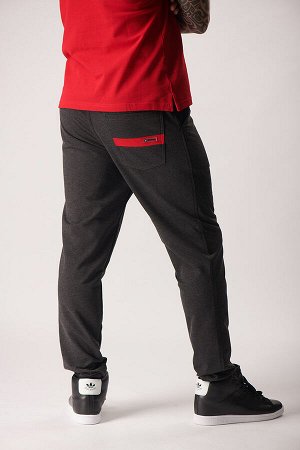 Спортивные брюки М-1243: Антрацит / Красный