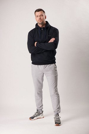 Спортивные брюки М-1241: Серый меланж / Тёмно-синий