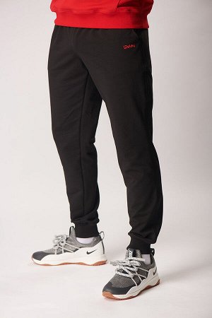 Спортивные брюки М-1241: Чёрный / Красный