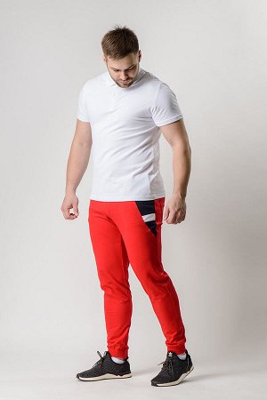 Спортивные брюки М-1221: Красный / Тёмно-синий