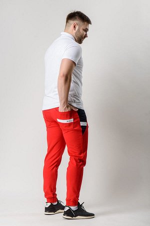 Спортивные брюки М-1221: Красный / Тёмно-синий