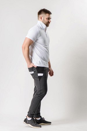 Спортивные брюки М-1221: Антра-меланж / Чёрный