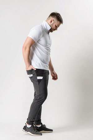Спортивные брюки М-1221: Антра-меланж / Чёрный