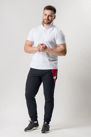 Спортивные брюки М-1221: Тёмно-синий / Красный