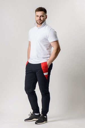 Спортивные брюки М-1221: Тёмно-синий / Красный