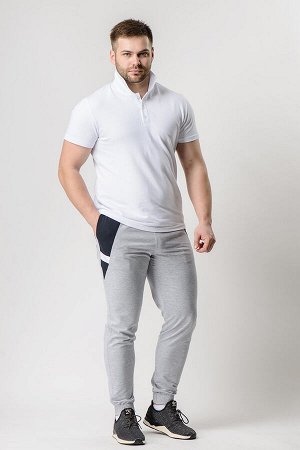 Спортивные брюки М-1221: Серый меланж / Тёмно-синий