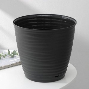 Горшок для цветов с поддоном Saffron, 5.4 л, d=22.4 см, h=20.5 см, пластиковый, чёрный