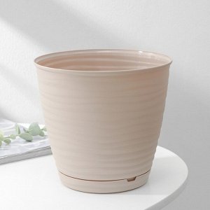 Горшок для цветов с поддоном Saffron, 2.6 л, d=17.6 см, h=16.2 см, пластиковый, бежевый