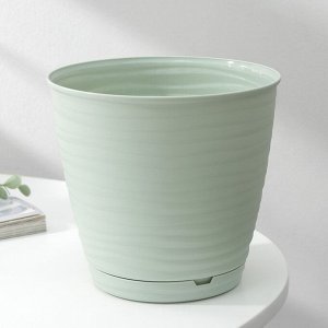 Горшок для цветов с поддоном Saffron, 1,5 л, d=14,6 см, h=13,5 см, цвет светло-зелёный