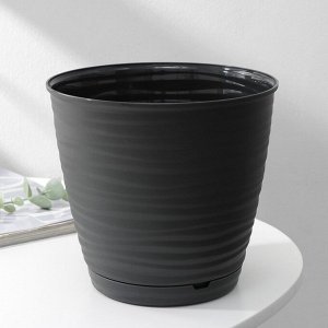 Горшок для цветов с поддоном Saffron, 2.6 л, d=17.6 см, h=16.2 см, пластиковый, чёрный