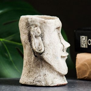 Кашпо - ваза "Остров пасхи" серый камень, 10х7х8см