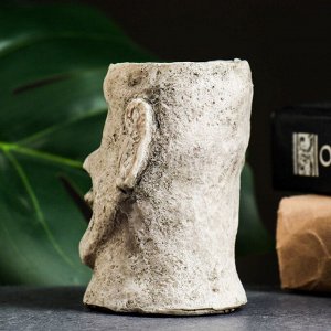 Кашпо - ваза "Остров пасхи" серый камень, 10х7х8см