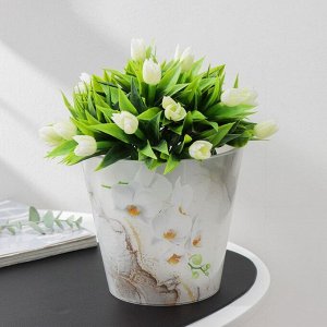 Кашпо для цветов со вставкой London Orchid Deco, 1,6 л, d=16 см, h=14,5 см, цвет белая орхидея
