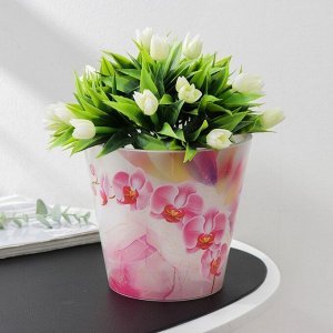 Кашпо для цветов со вставкой London Orchid Deco, 1,6 л, d=16 см, h=14,5 см, цвет розовая орхидея