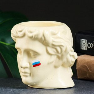 Кашпо - органайзер "Голова Давида" с флагом России, молочная, 10х10х10см