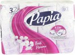 Туалетная бумага Papia Балийский цветок белая с рисунком 3 слоя, 12 шт