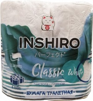 Бумага туалетная Inshiro белая двухслойная 4 рулона