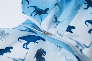 Ветровка на флисе для мальчика, принт "динозавры", цвет голубой