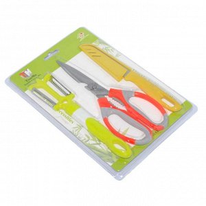 Кухонный набор (ножницы, нож, овощерезка), нержавеющая сталь/пластик, XXSH-630