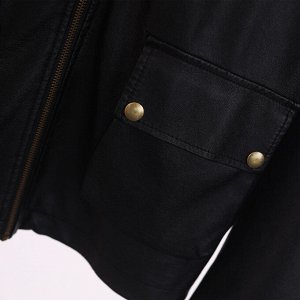 Куртка женская черная с прямым замком, резинка на манжете со спины