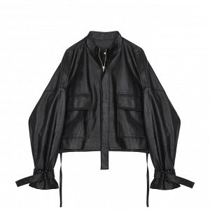 Куртка женская черная оверсайз с опущенными плечами