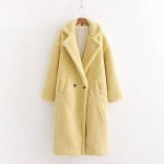 Пальто женское на пуговицах, цвет лимонно-желтый