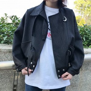 Куртка женская оверсайз с резинкой, цвет черный