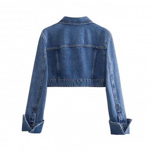Куртка женская укороченная, цвет голубой джинс