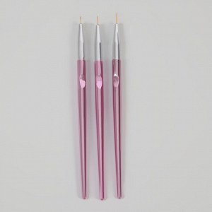 Точечные кисти для дизайна ногтей, 3 шт, 17,5 см, цвет розовый МИКС