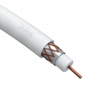 Кабель ТВ коаксиальный ЭРА RG-6U CU/CU 64%) PVC бел. (1 м; бухта) Б0044603