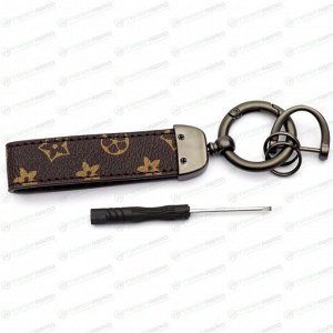 Брелок на ключи с кожаным коричневым ремешком, с узорами (с отверткой в комплекте)