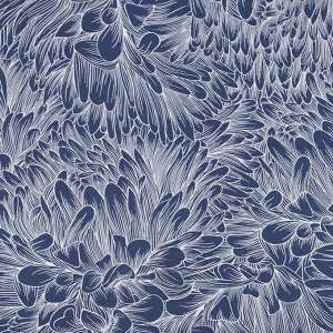 Ткань на отрез кулирка R1306-V1 Цветочный этюд цвет синий