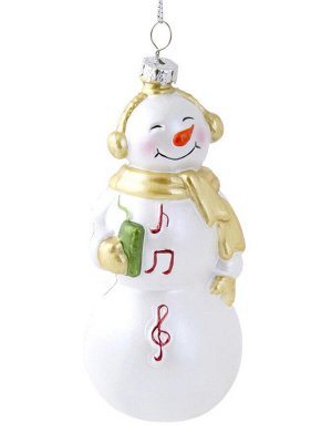 Новогоднее подвесное украшение Музыкальный снеговик из пластика (полистирол) / 5.6х5.6х11.2см