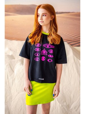 Комплект: футболка укороченная и юбка прямого силуэта