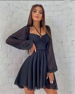 Платье короткое в горох женское